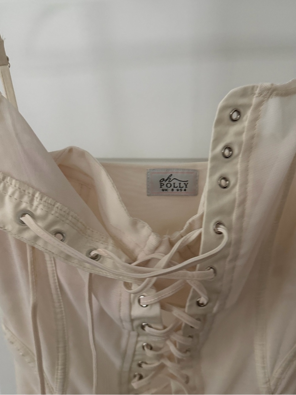 Oh Polly Cream Lace-Up Corset Mini Dress - Picture 4 of 4